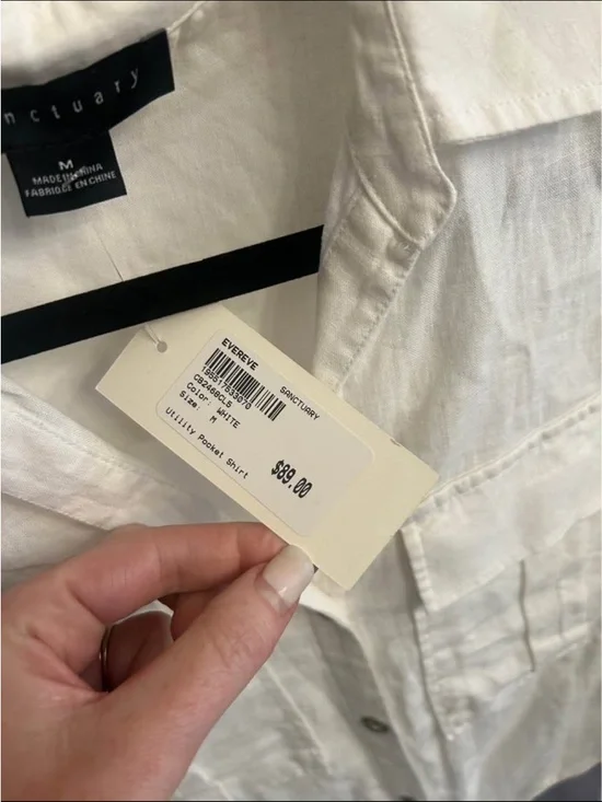 Sanctuary White Tie-Front Button Down Shirt - Picture 5 of 9